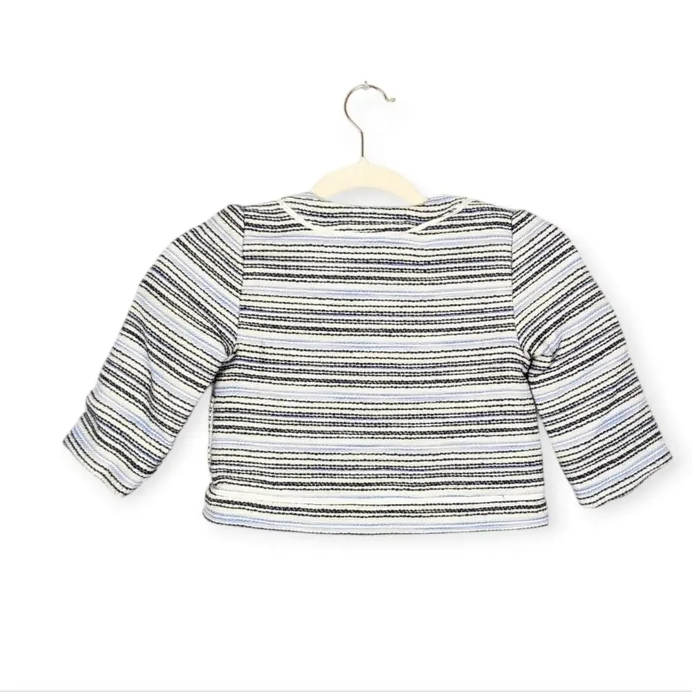 NWT Janie and Jack Blue and White Striped Pearl Snap Jacket Size 6